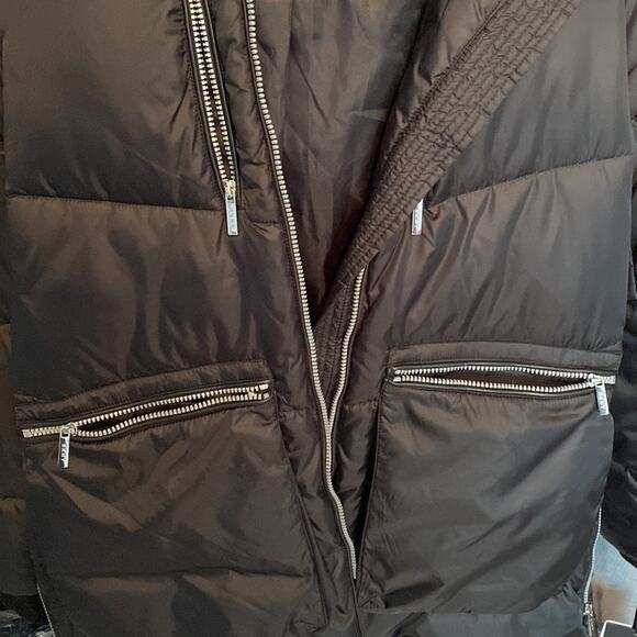 DKNY Faux Fur Trim Hooded Puffer Coat - Picture 7 of 15